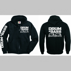 Drum and Bass  hrubá mikina na zips s kapucou stiahnuteľnou šnúrkami